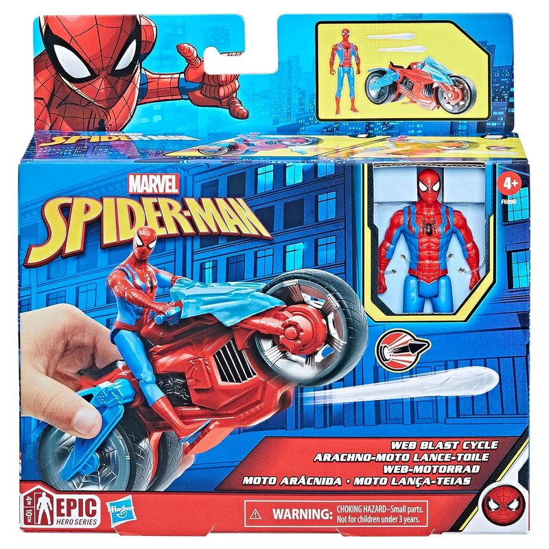 Set figura de Spiderman 10cm y moto arácnida con dos proyectiles - Más de 4 años - Imagen 3