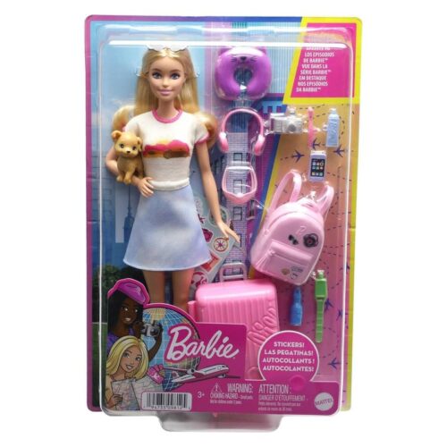 Muñeca Barbie vamonos de viaje Malibú con maleta y complementos HJY18