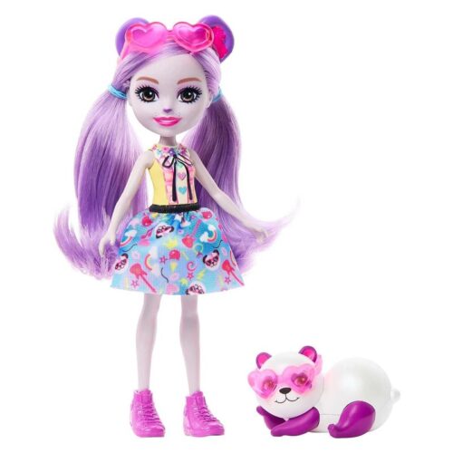 Muñeca Enchantimals Clamber Purple con su mascota Pemma Panda – Más de 4 años