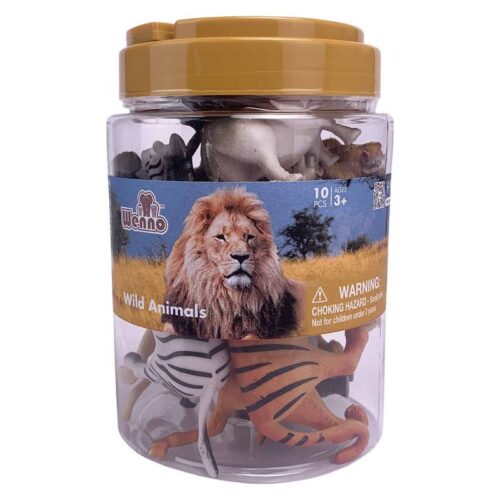 Cubo de juguete con 10 piezas de Animales Salvajes 23-682
