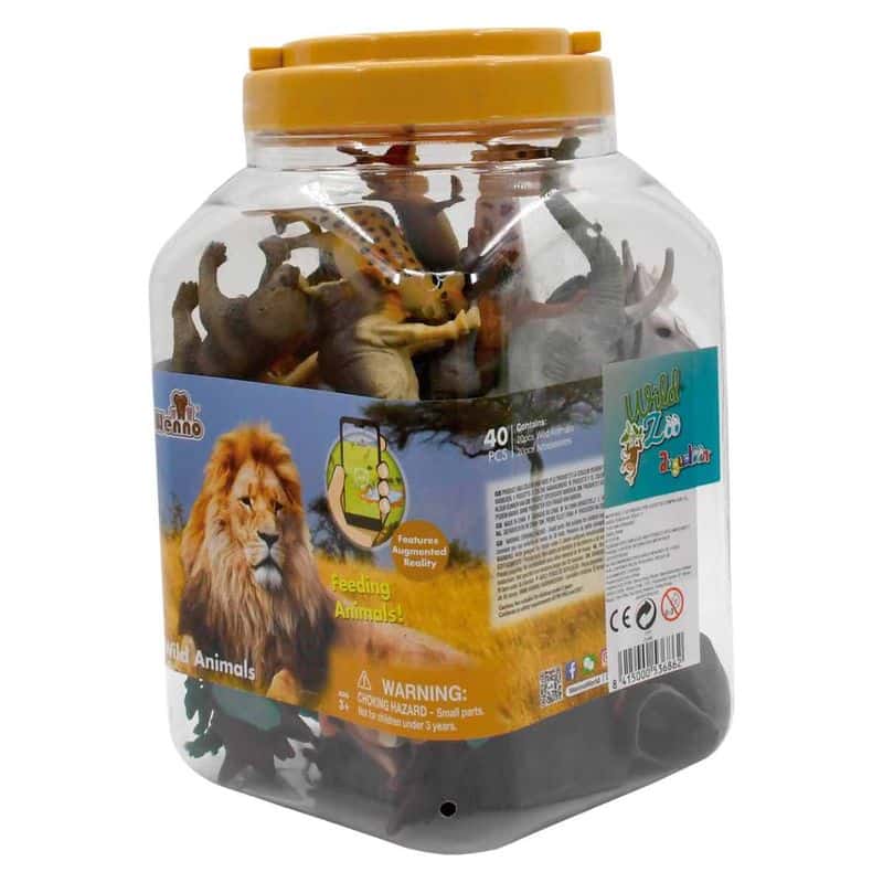 Cubo de juguete con 25 piezas de Animales Salvajes 23-686