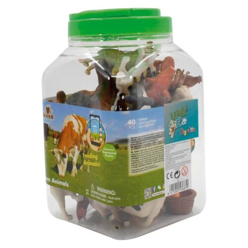 Cubo de juguete con 40 piezas de Animales de Granja 23-687