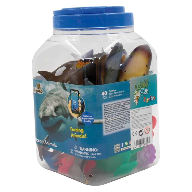 Cubo de juguete con 40 piezas de Animales Marinos 23-689