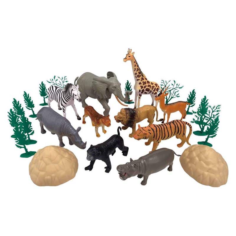 Cubo de juguete grande con 25 piezas de Animales Salvajes 23-690 - Imagen 3