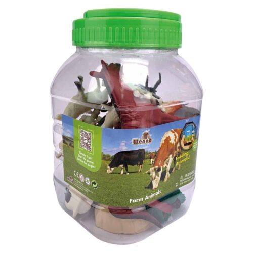 Cubo de juguete grande con 25 piezas de Animales de Granja 23-691