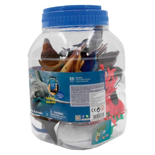 Cubo de juguete grande con 25 piezas de Animales Marinos 23-693