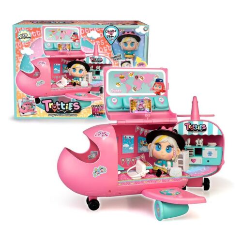 Avión de juguete Trotties rosa Chiara con 20 accesorios y muñeca mini – Más de 3 años