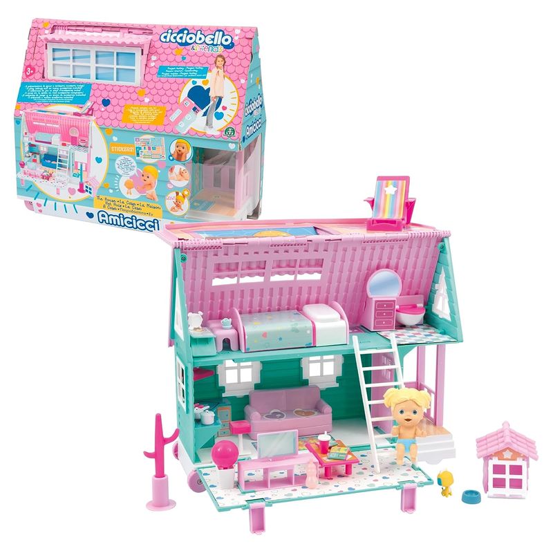 Casa de los bebés Amicicci rosa y verde pastel con accesorios - Más de 3 años