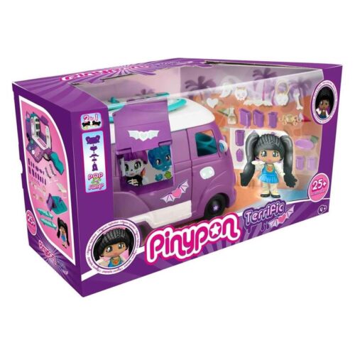 Caravana Terrific Van de Pinypon morada transformable en barca con tobogán – Más de 4 años