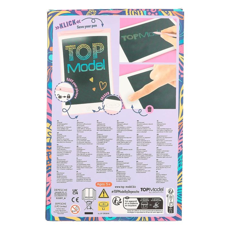 Top Model pizarra magica 22 cm para dibujar en color rosa Despeche 12197 - A partir de 5 años - Imagen 2