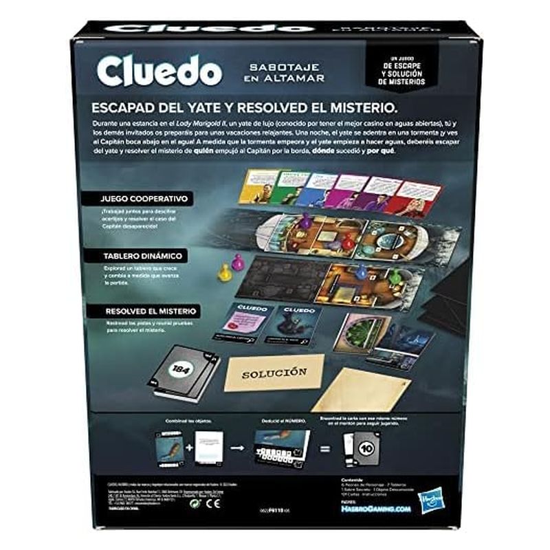 Juego de mesa cooperativo Cluedo Sabotaje en alta mar F6110 Hasbro - Más de 10 años - Imagen 3