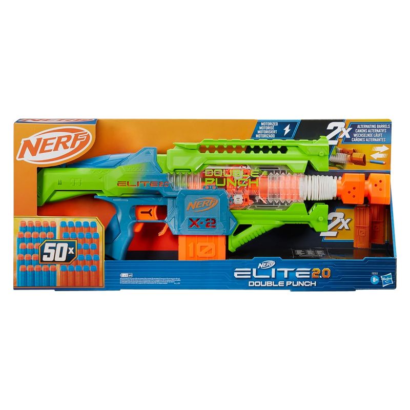 Lanzador Double Punch Nerf Elite 2.0 con 50 dardos y dos clips de 10 - Más de 8 años - Imagen 2