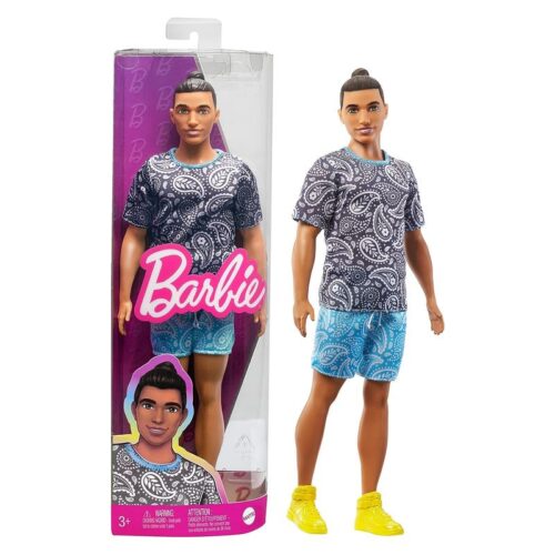 Muñeco Barbie Ken Fashionista moreno con coleta y conjunto paisley – Más de 3 años