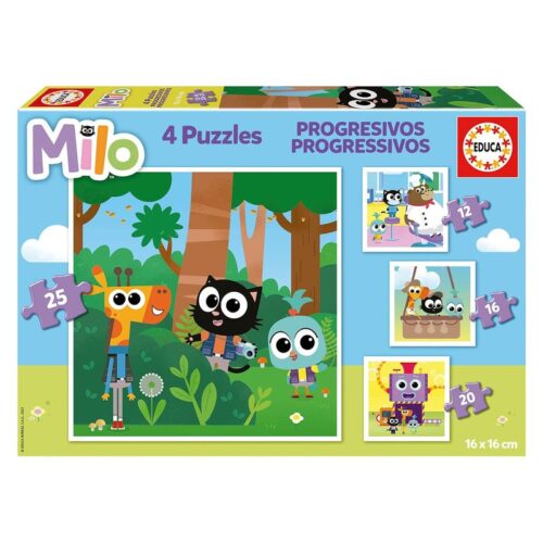 Set de cuatro puzzles Milo de 12 a 25 piezas 19543 EDUCA BORRA
