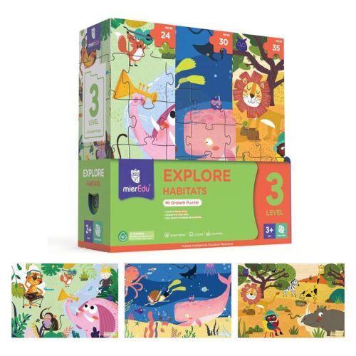 Juego infantil puzzle y rompecabezas Explore Habitats Mieredu