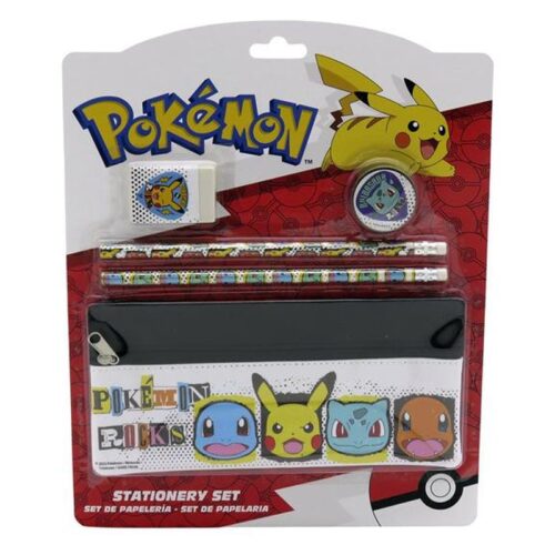 Set de papelería con estuche Pokémon con lápices, goma y sacapuntas