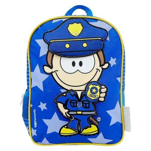 Mochila Me Humanity profesiones intercambiables policia, bombero y futbolista