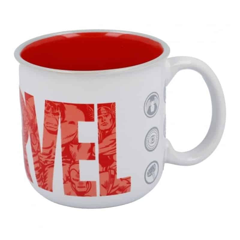 Taza de cerámica blanca para el desayuno con logo de Marvel rojo 01626 - Imagen 2