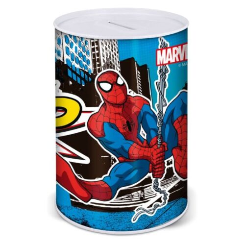 Hucha de metal con varias imágenes de Spiderman personaje Marvel 44785