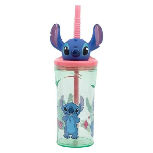 Vaso con caña y figura 3D de Stitch personaje de Disney 360ml 74869