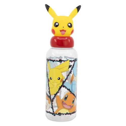 Botella reutiizable de Pokémon con tapón 3D de Pikachu 560ml
