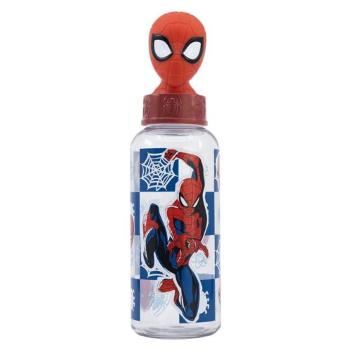 Botella reutilizable de Spiderman con tapón 3D capacidad de 560ml