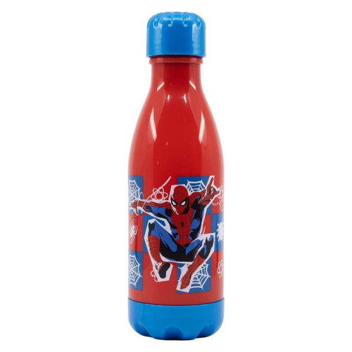 Botella reutilizable de Spiderman roja con tapón azul 560ml