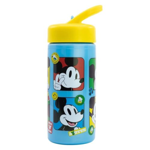 Botella deportiva pajita de Mickey Mouse azul asa incorporada 410ml