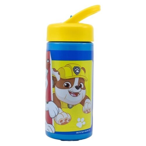 Botella agua La Patrulla Canina con asa y pajita amarilla 410ml