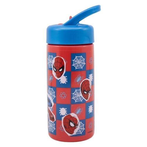 Botella de agua Spiderman con caras y telas de araña 410ml