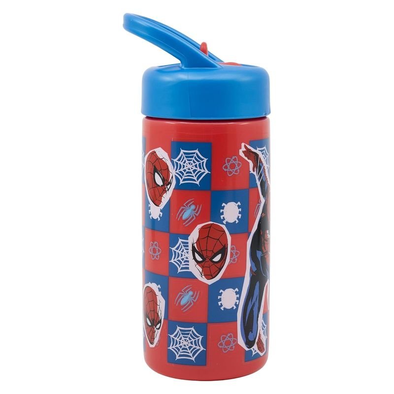 Botella de agua Spiderman con caras y telas de araña 410ml - Imagen 2