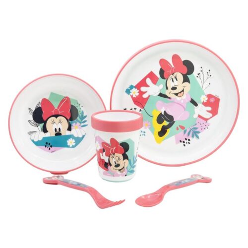Vajilla infantil reutilizable de Minnie Mouse con base de silicona – Más de 3 años