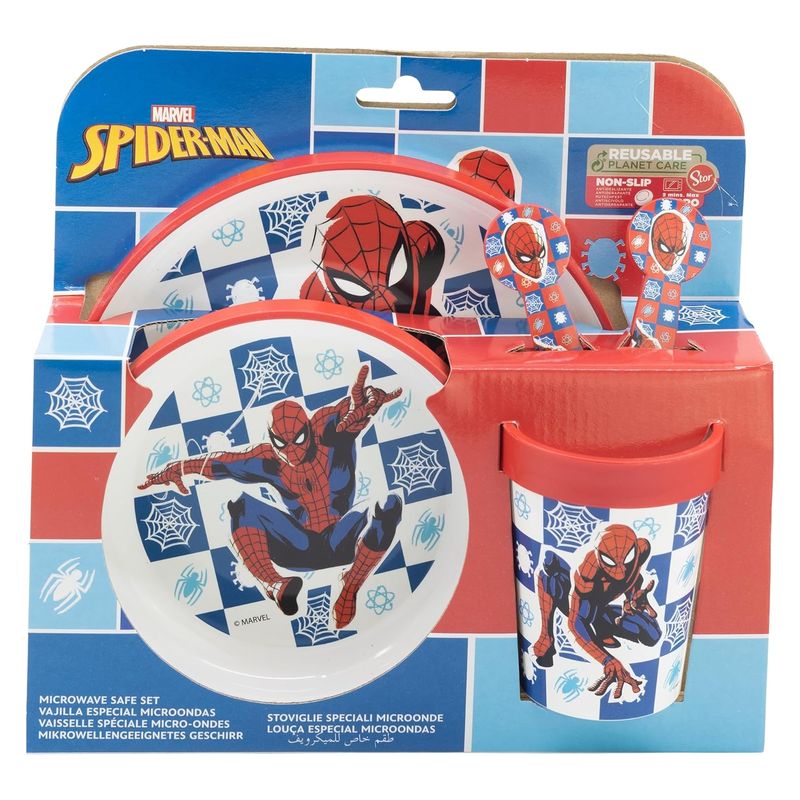 Vajilla infantil reutilizable Spiderman producto oficial 74785 - Imagen 2