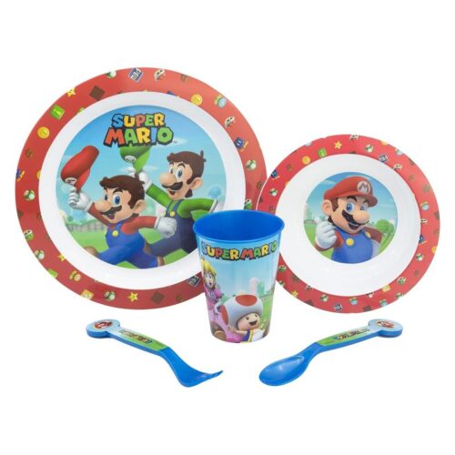 Vajilla infantil reutilizable Super Mario Bros con personajes