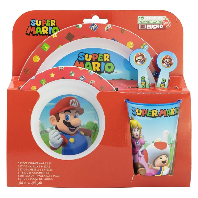 Vajilla infantil reutilizable Super Mario Bros con personajes - Imagen 2