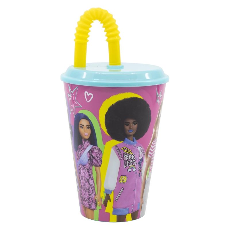 Vaso infantil reutilizable Barbie con tapa y pajita 430ml - Más de 3 años - Imagen 2