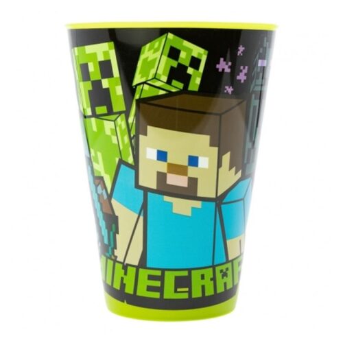 Vaso grande de color verde con imágenes de Minecraft 430 ml 40406