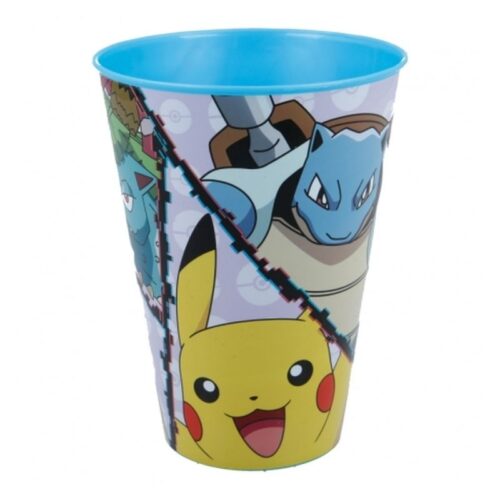 Vaso grande de color celeste con imágenes de Pokémon 430 ml 08006