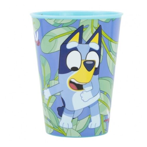 Vaso pequeño color celeste con imágenes de la serie Bluey 260 ml 50607