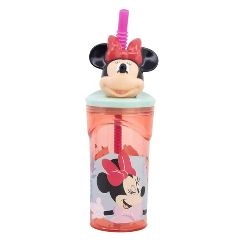 Vaso PVC con caña flexible y figura 3D del personaje Minnie 360ml 74466