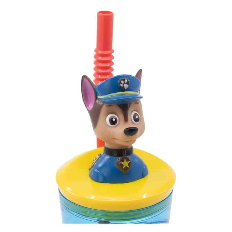Vaso con caña y figura 3D Paw Patrol del personaje Chase 360ml 74466 - Imagen 2