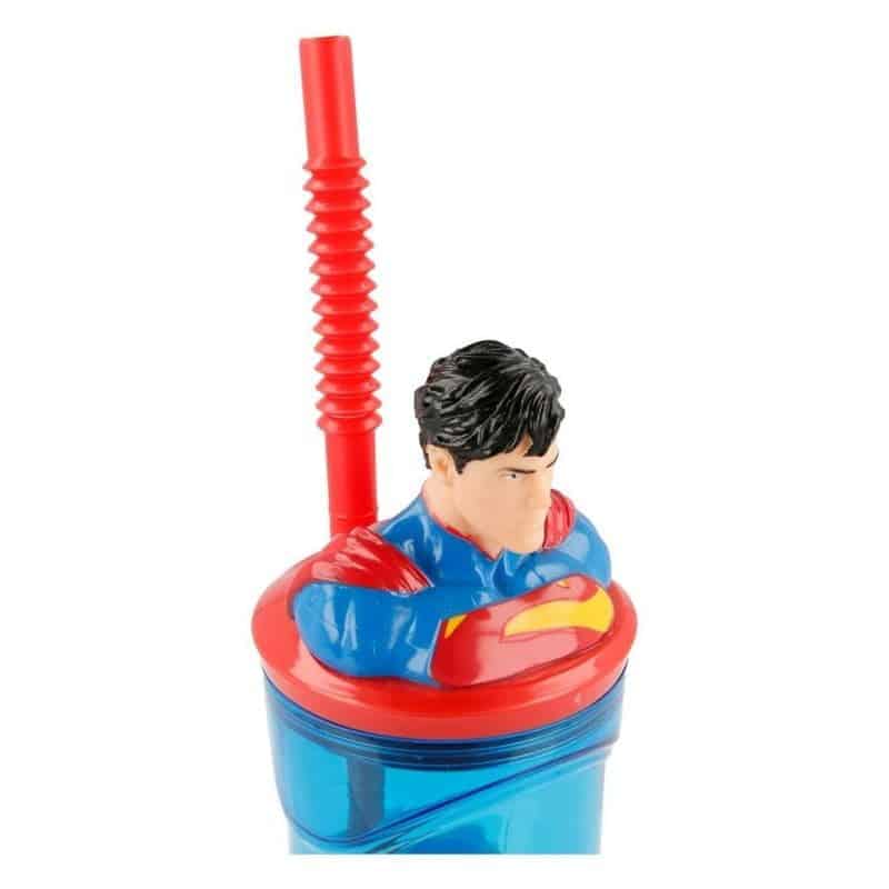 Vaso con caña y figura 3D de Superman personaje de DC Comic 360ml 93058 - Imagen 2