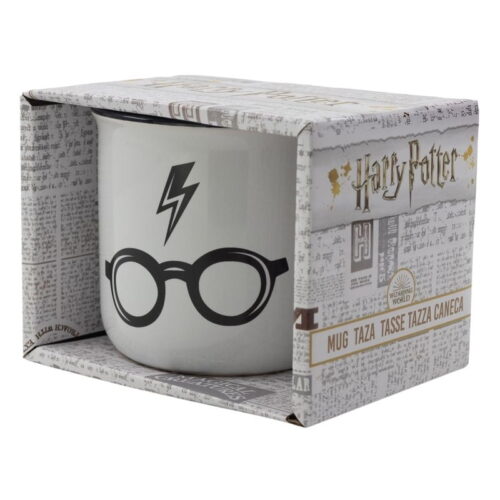 Taza de cerámica blanca para el desayuno simbolos de Harry Potter 08620