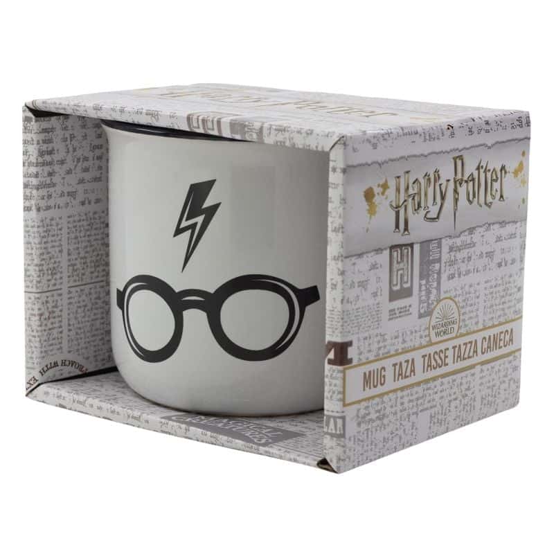 Taza de cerámica blanca para el desayuno simbolos de Harry Potter 08620