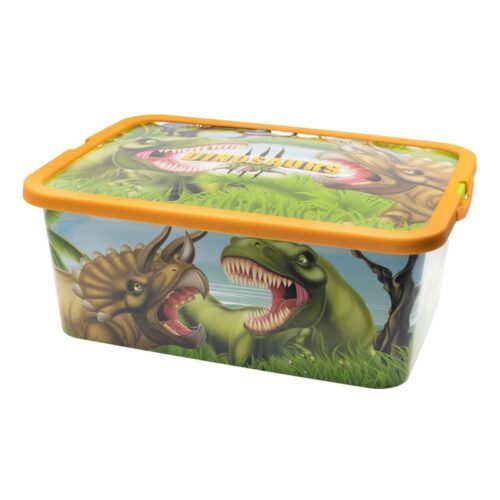Caja mediana de almacenaje capacidad 13l con imágenes dinosaurios 03125