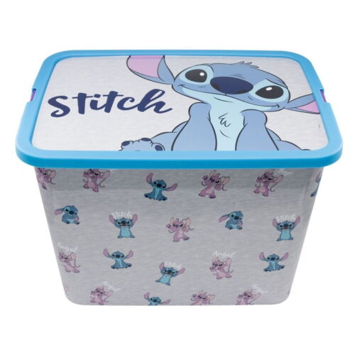 Caja grande de almacenaje capacidad 23l personajes Stitch y Angel 02436