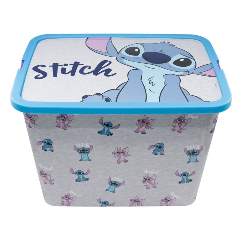 Caja grande de almacenaje capacidad 23l personajes Stitch y Angel 02436