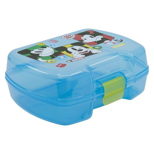 Sandwichera amplia azul viñetas de Mickey Mouse clásicas