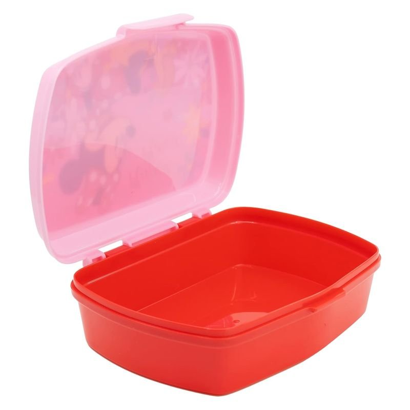 Fiambrera básica infantil Minnie Mouse rodeada de flores roja y rosa - Imagen 3