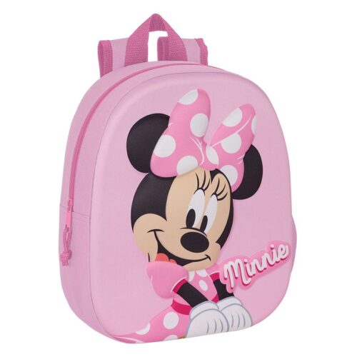 Mochila infantil rosa Disney Minnie Mouse 3D de una cremallera